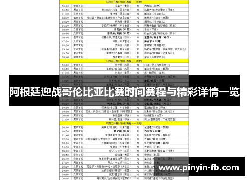 阿根廷迎战哥伦比亚比赛时间赛程与精彩详情一览