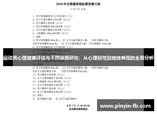 运动员心理健康评估与干预策略研究:从心理韧性到竞技表现的全面分析 运动员心理健康评估与干预策略研究:从心理韧性到竞技表现的全面分析
