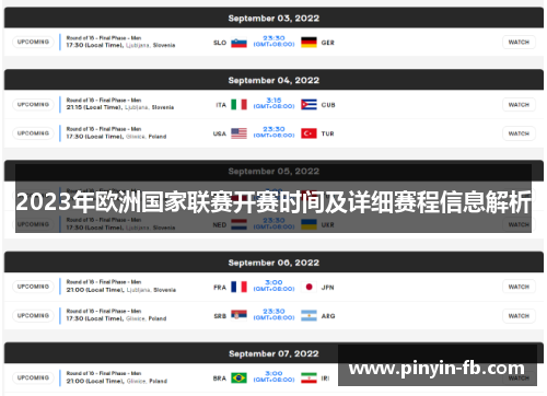 2023年欧洲国家联赛开赛时间及详细赛程信息解析 2023年欧洲国家联赛开赛时间及详细赛程信息解析